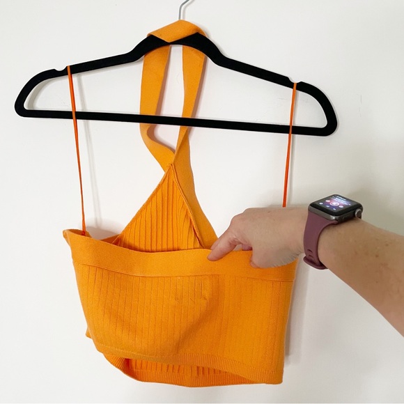 BDG Harlow Sweater Halter Crop Tank Top bright orange large - Picture 5 of 9